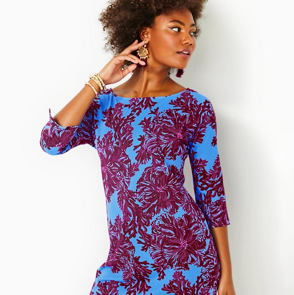 Lilly Pulitzer Braedyn UPF 50+ Dress in Abaco Blue Feel Like A Shellebrity